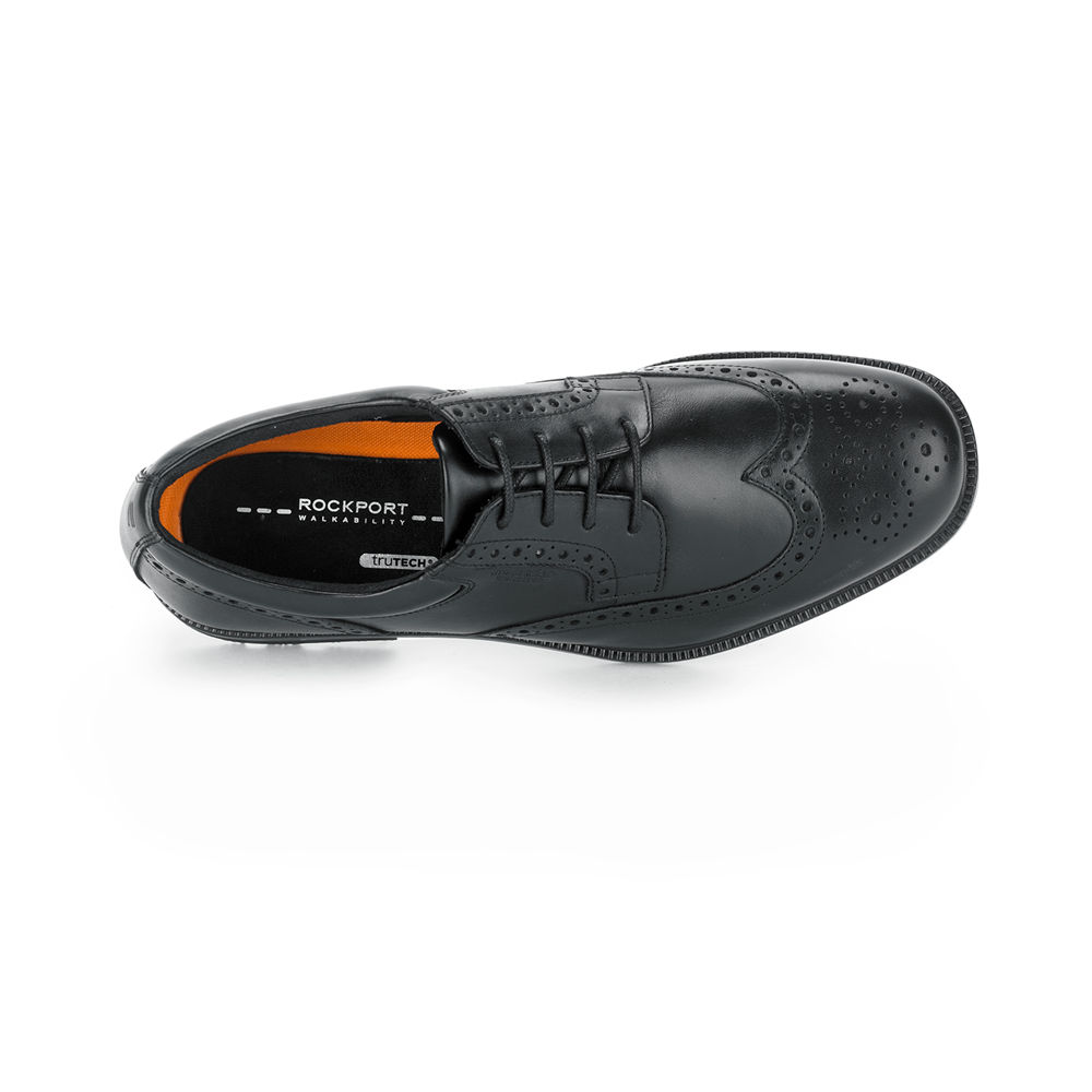 Rockport Singapore Mens Dress Shoes - Essential Details Waterproof Wingtip Black - SE4083169